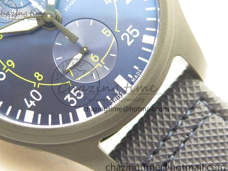 MIROTIME 0304 Reliable Pilot Chrono Blue Angels Black Ceramic ZF Best Edition on Blue Leather Strap A 7088